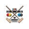 Croquet sport crossed wooden mallets icon