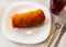 Croquette with beetroot borscht