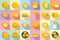 Croquette icons set flat vector. Baked food