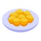 Croquette plate icon isometric vector. Cheese food