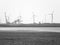 Crosby beach with windmills and industry