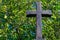 Cross as a religious symbol of Christianity. Religious sign of faith. Background with copy space