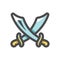 Cross of Asian Swords Vector icon Cartoon illustration.