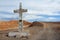 Cross in the Atacama desert in memory of the pope Juan Pablo the Second visit near San Pedro de Atacama, Chile.