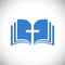 Cross, book, pages blue icon concept.