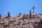 Cross and cactus on the hill near Purmamarca, Jujuy Province, Argentina