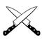 Cross chef knives on white background. Isolated illustration