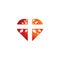 Cross Church heart shape concept Logo Design.