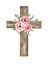 Cross Clipart, Watercolor Christian wooden cross With florals bouquet, Baptism Cross clip art set, Wedding invites, Holy Spirit,