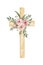 Cross Clipart, Watercolor Christian wooden cross With florals bouquet, Baptism Cross clip art set, Wedding invites, Holy Spirit,