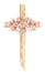 Cross Clipart, Watercolor Christian wooden cross With pink florals bouquet, Baptism Cross clip art set, Wedding invites, Holy