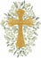 Cross Clipart, Watercolor Greenery Cross, Baptism Crosses, Floral Bouquet, Wedding invites, Petal arrangement, Holy Spirit,