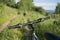 Cross-country mountain bike on off-road track in beautiful natu