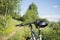 Cross-country mountain bike on off-road track in beautiful natu