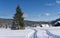 Cross country ski trail in hamlet Jizerka, Jizera Mountains