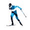 Cross country skier, abstract blue isolated vector silhouette