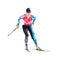 Cross-country skier, isolated polygonal vector illustration