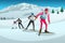 Cross Country Skiing Athletes Competing Illustration