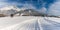 Cross-country skiing in Austria: Slope, fresh white powder snow and mountains