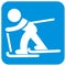 Cross-country skiing, baby and ski, blue frame