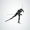 Cross country skiing. Creative silhouette of the skier. Vector