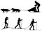 Cross country skiing and dog sledding Sport silhouettes