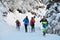 Cross-country skiing in the snowy forest