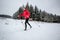 Cross-country skiing: young woman cross-country skiing