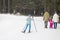 Cross country Skilling. A skier goes skiing on the ski track