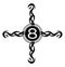 Cross decorated with number eight, 8, black and white, isolated.