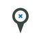 Cross delete location marker pin point remove icon