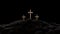 Cross easter crosses on the hill in the night in black background christians christianity elevation crucifiction - 3d rendering