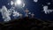 Cross easter crosses on the hill in the night in black background christians christianity elevation crucifiction - 3d rendering