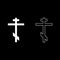 Cross eight-pointed of Greek-Catholic Orthodox icon set white color illustration flat style simple image