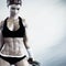 Cross fit female with a candid pose with weights after a strenuous workout