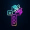 Cross, flowers, plants nolan icon. Simple thin line, outline vector of dia de muertos icons for ui and ux, website or mobile