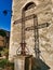 Cross in front of a church in the village of Mirmande, provence.