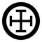 Cross gibbet resembling hindhead Cross monogram Religious cross icon in circle round black color vector illustration flat style
