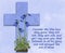 Cross with harebells and quotes from Luke`s gospel Chapter 12 verses 27 to 40