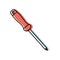 Cross head screwdriver sketch. Construction tool. Color vector instrument