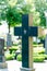 Cross headstone on grave