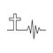 Cross Heartbeat vector, Christian design, Faith Jesus.