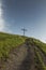 Cross on the hill above the Sanctuary of La Salette in the French Alps associated with the apparition of Our Lady