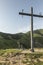 Cross on the hill above the Sanctuary of La Salette in the French Alps associated with the apparition of Our Lady