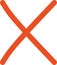 Cross icon orange handdrawn