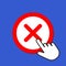 Cross icon. Reject, decline concept. Hand Mouse Cursor Clicks the Button