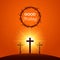 Cross of Jesus Christ on Mount Calvary. Modern illustration of a banner of suffering and resurrection of Jesus. Easter concept