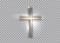 Cross of light, shiny Cross with golden frame symbol of christianity. Symbol of hope and faith. Vector illustration isolated