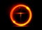 Cross of light, shiny Cross with golden round frame of orange fire, symbol of christianity. Symbol of hope and faith and glowing