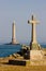 cross and lighthouse, Cap de la Hague, Normandy, France